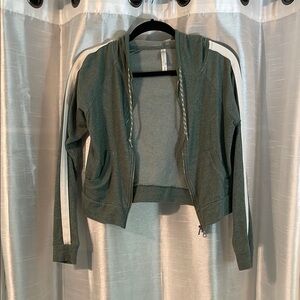 Aeropostale Green Zip-Up Hoodie with White Stripes